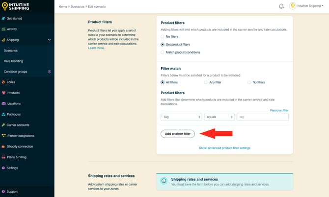 IS - Scenarios - Add Another Filter Button