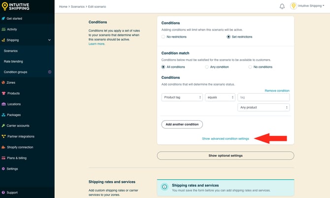IS - Scenarios - Show Advanced Condition Settings