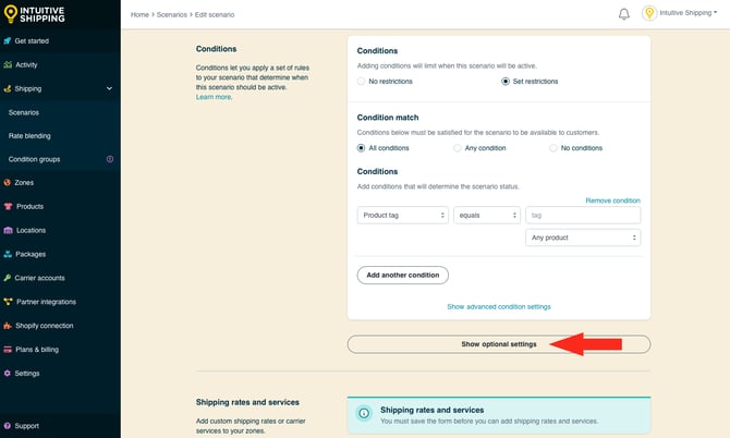 IS - Scenarios - Show Optional Settings