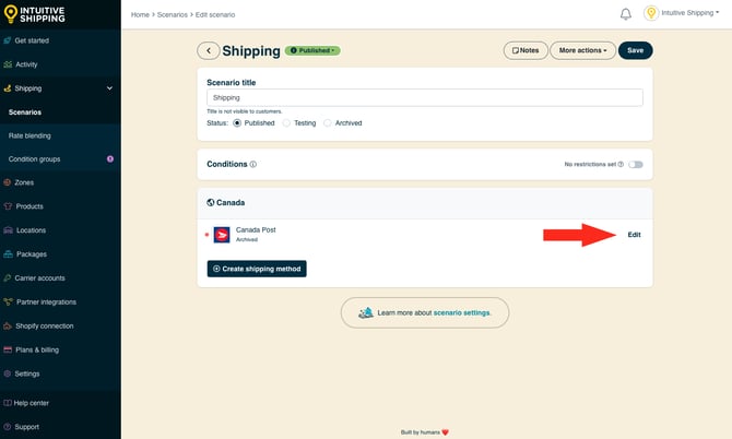 IS - Scenarios - Edit Canada Post Archived