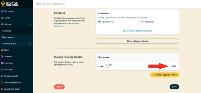IS - Scenarios - Edit FedEx Shipping Method Canada