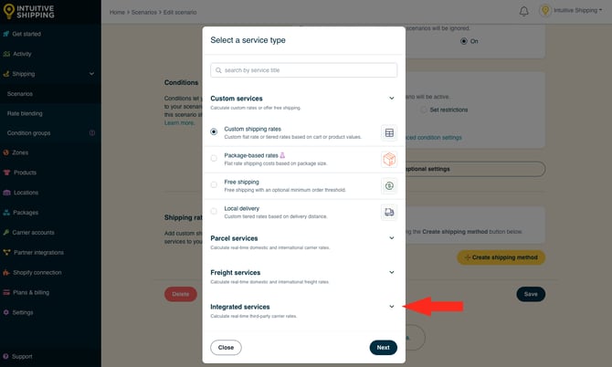 IS - Scenarios - Integrated Service Dropdown