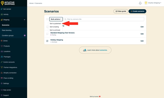 IS - Scenarios - List Holiday Shipping Set To Published