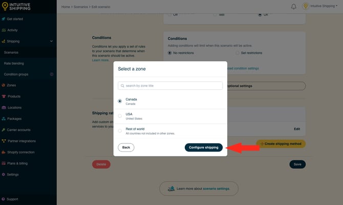 IS - Scenarios - Parcel Service Select Canada Zone Configure