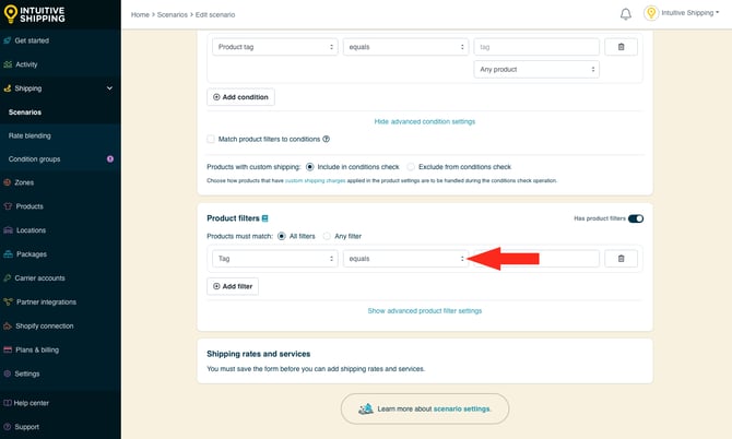 IS - Scenarios - Product Filter Operator