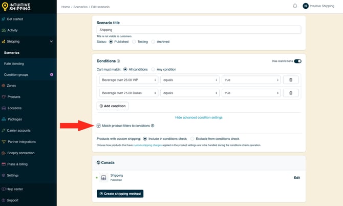 IS - Scenarios - Product Filters Match Product Conditions Checked with Condition Groups
