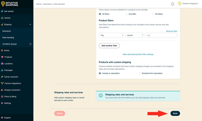 IS - Scenarios - Save New Scenario Button