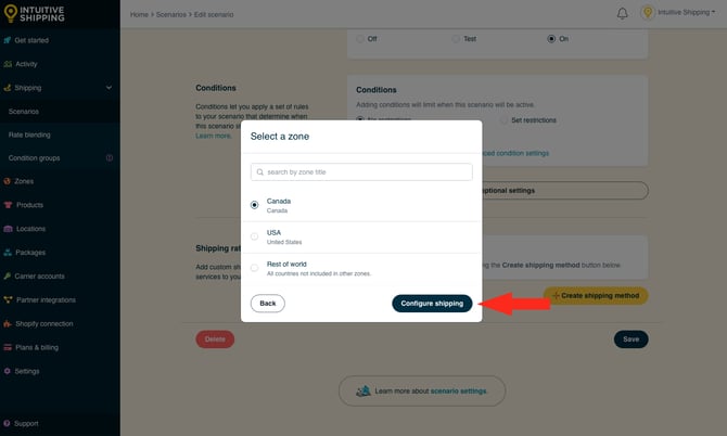 IS - Scenarios - Select Canada Zone Configure