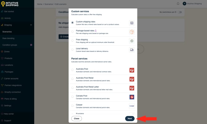 IS - Scenarios - Select Custom Shipping Rates Next-2