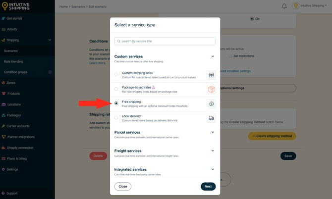 IS - Scenarios - Select Free Shipping Method