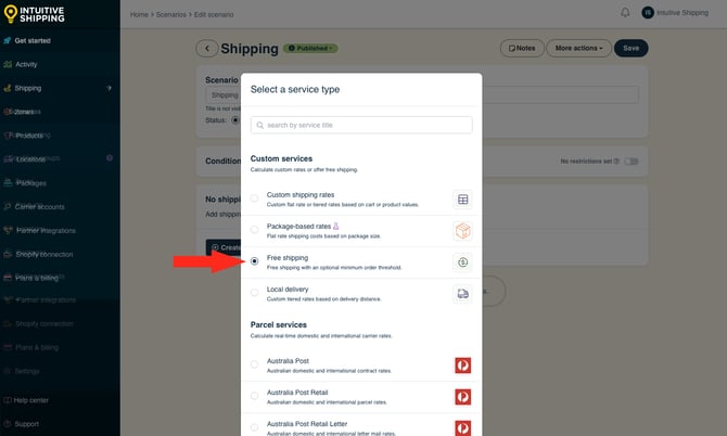 IS - Scenarios - Select Free Shipping
