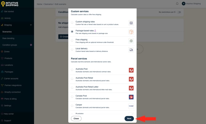 IS - Scenarios - Select Package-based Rates Next-2