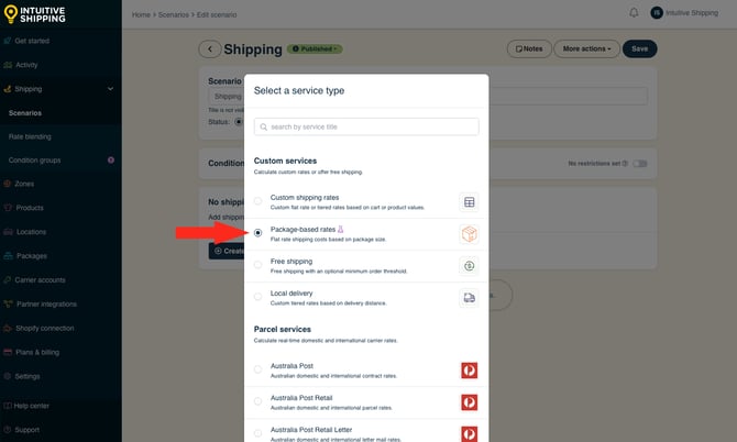 IS - Scenarios - Select Package-based Rates-2