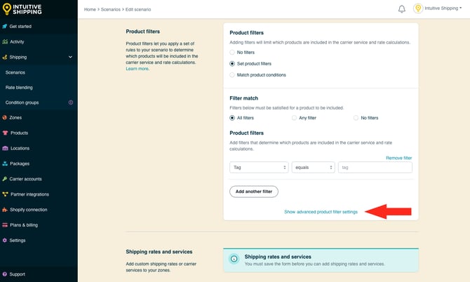 IS - Scenarios - Show Advanced Product Filter Settings