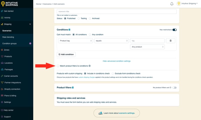 IS - Scenarios - Uncheck Match Product Filters