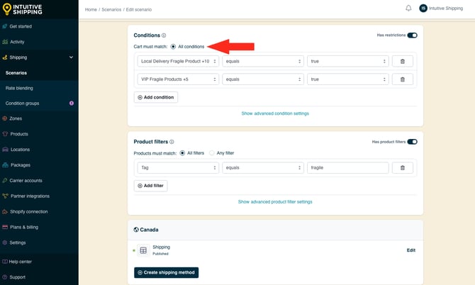 IS - Scenerios - Cart Must Match All Conditions with Condition Groups