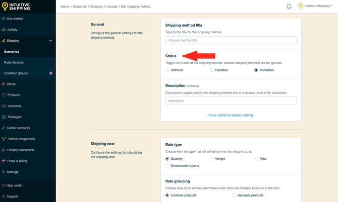 IS - Shipping Method - Status