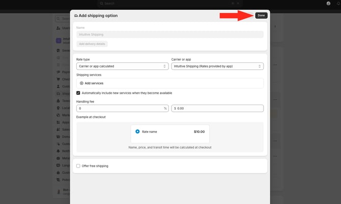 IS - Shopify - Add Rate Done