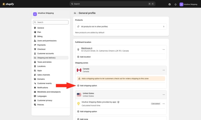 IS - Shopify - Add Shipping Option Canada