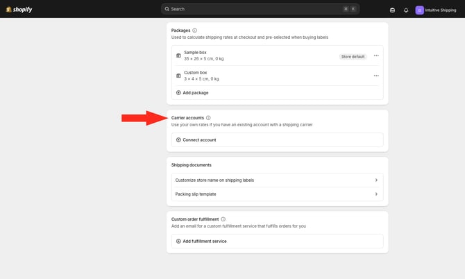 IS - Shopify - Carrier Accounts