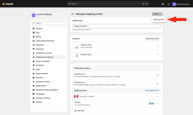 IS - Shopify - Custom Profile Delete