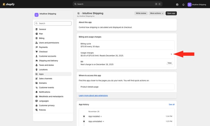 IS - Shopify - Edit Intuitive Shipping Usage Charges