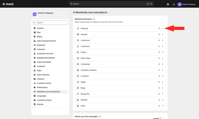 IS - Shopify - Metafields Products