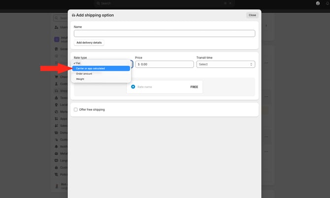 IS - Shopify - Rate Type App Calculated