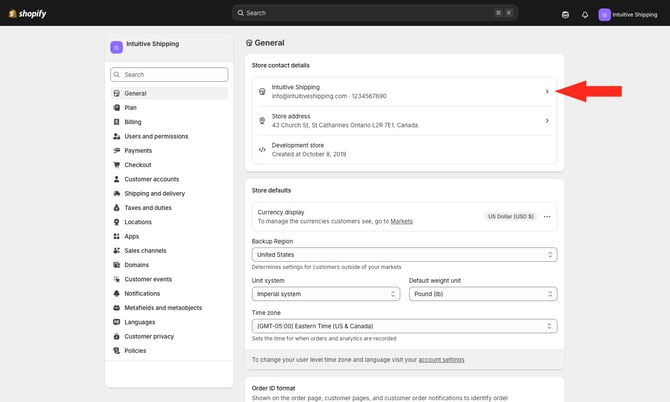 IS - Shopify - Store Contact Details