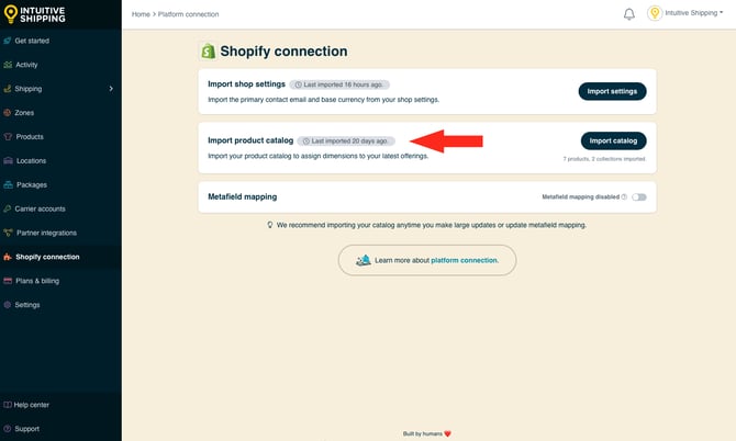 IS - Shopify Connection - Catalog Last Imported