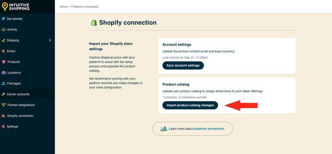 IS - Shopify Connection - Import Product Catalog Changes
