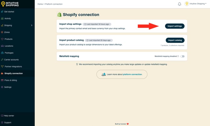 IS - Shopify Connection - Import Settings