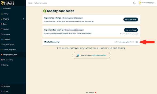 IS - Shopify Connection - Metafield Mapping Toggle