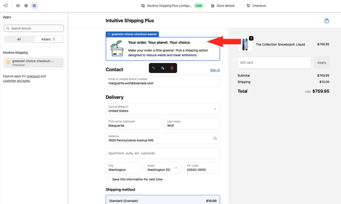 IS - Shopify Theme Editor - Greenest Choice Banner Preview