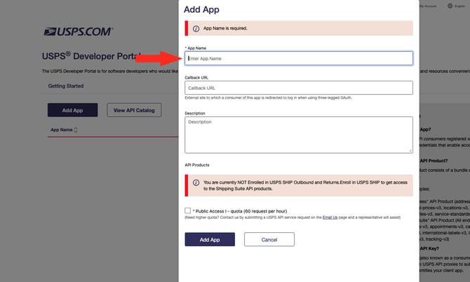IS - USPS - Add App Name