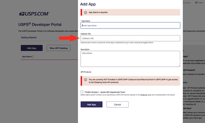 IS - USPS - App Callback URL