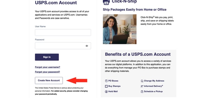IS - USPS - Create New Account