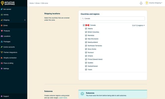 IS - Zones - Canada Regions Expanded