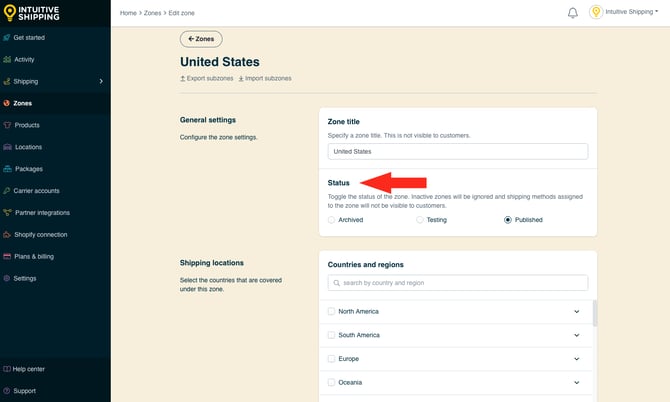 IS - Zones - United States Status