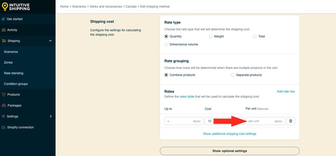 IS HS Blended Flat Shipping Method - Per Unit Blank Up To Tilde Cost 10