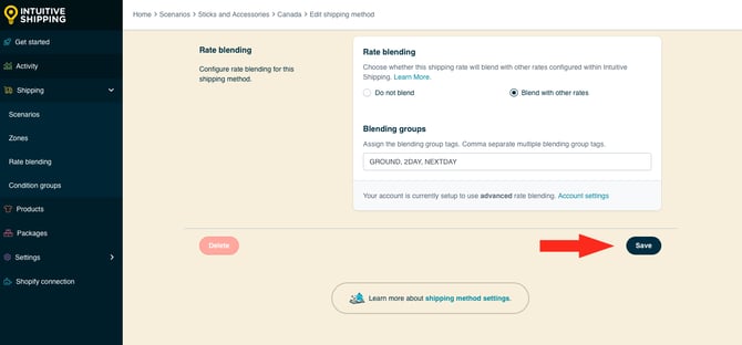 IS HS Blended Flat Shipping Method - Save Button