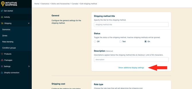 IS HS Blended Flat Shipping Method - Show Additional Display Settings