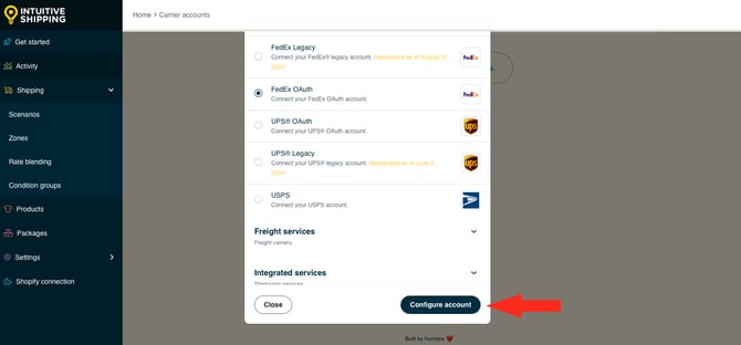 IS HS Carrier Accounts -  Configure Account FedEx OAuth