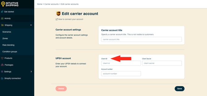 IS HS Carrier Accounts - Edit UPS OAuth Client ID