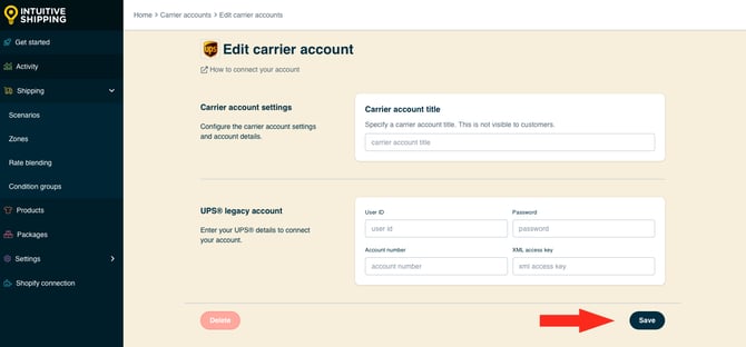 IS HS Carrier Accounts - Save UPS Legacy Account