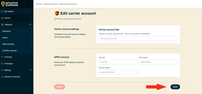 IS HS Carrier Accounts - Save UPS OAuth Account
