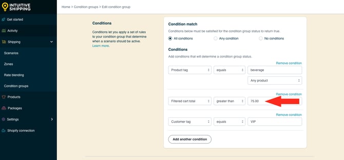 IS HS Condition Groups - Beverage Over 75 Dallas - Second Condition Filtered Total Greater Than 75