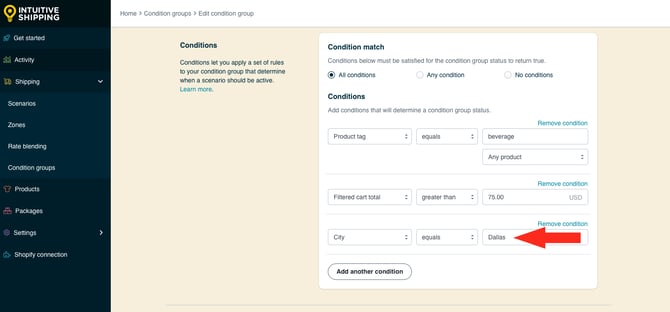 IS HS Condition Groups - Beverage Over 75 Dallas - Third Condition City Equals Dallas