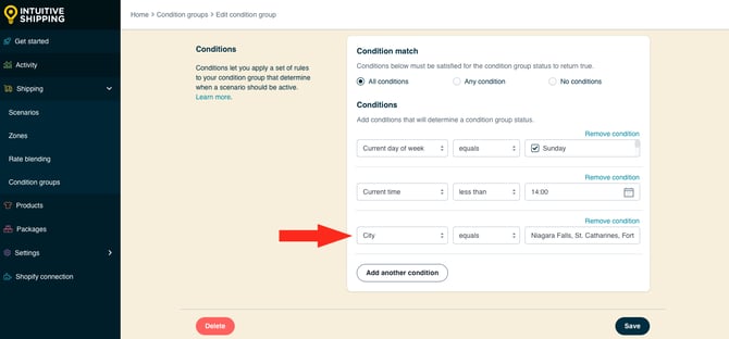 IS HS Condition Groups - Next Day Variable - Add City Condition To First Group