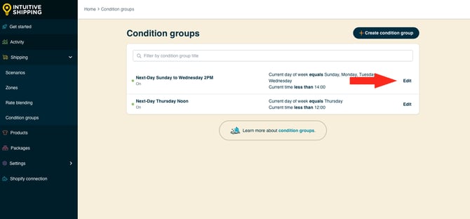 IS HS Condition Groups - Next Day Variable - Edit First Group